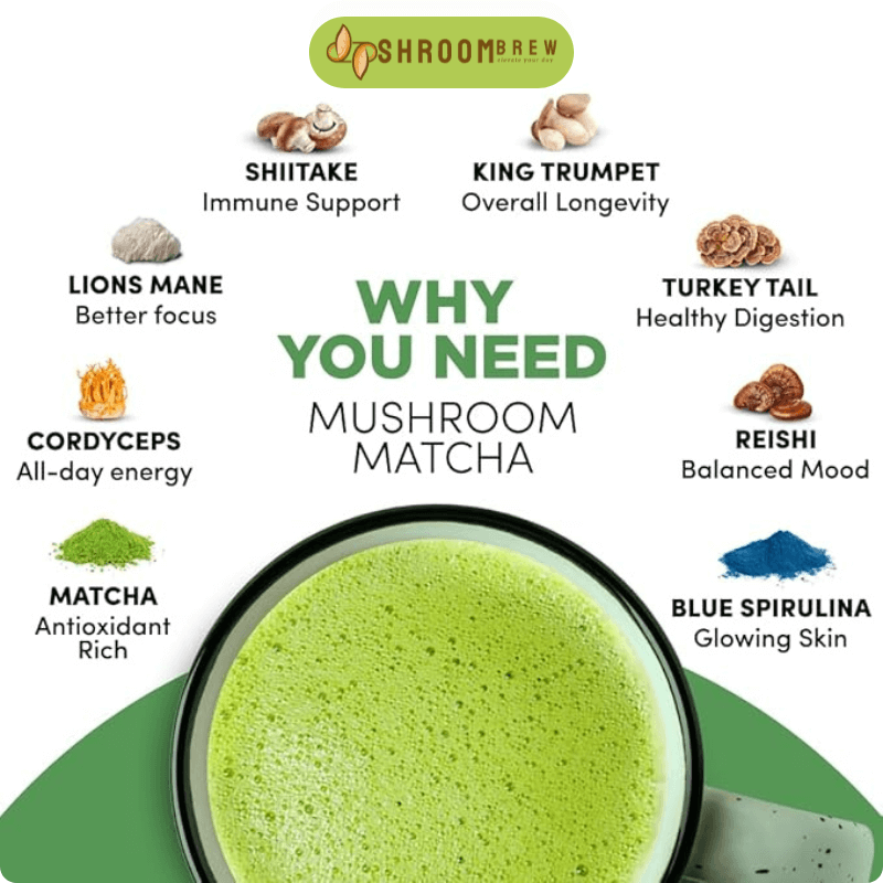 Mushroom Matcha bag contains - 180g 30 Serves