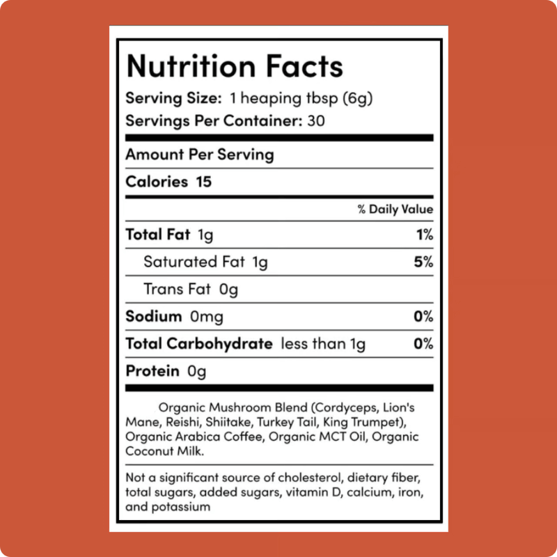 Mushroom Coffee bag contains - 180g 30 Serves